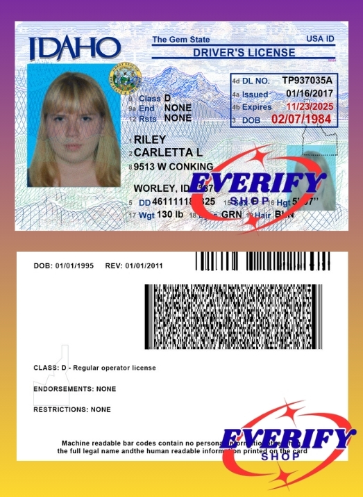 Idaho Driving License PSD Editable Template