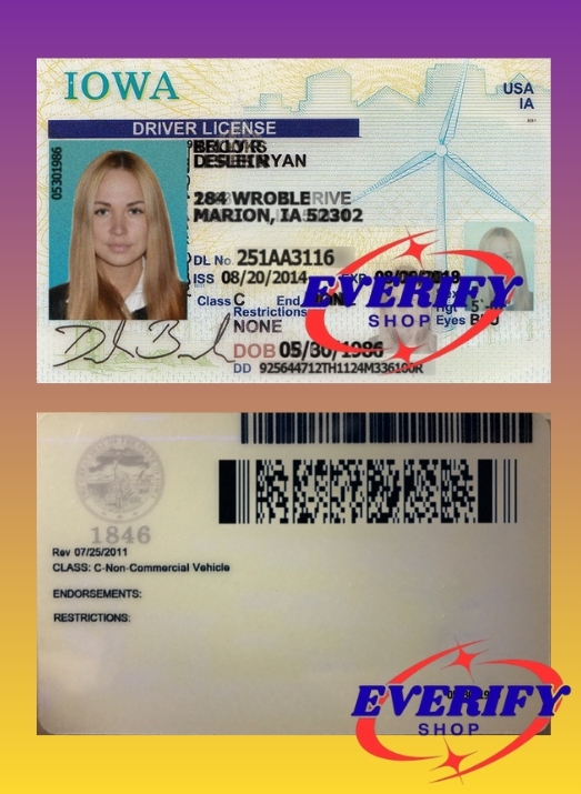 Iowa Driving License PSD Editable Template