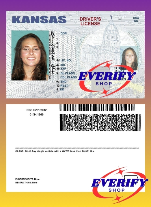 Kansas Driving License PSD Editable Template