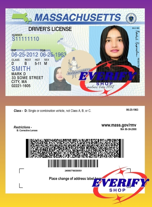 Massachusetts Driving License PSD Editable Template