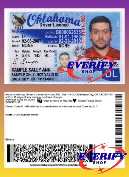 Oklahoma Driving License PSD Editable Template