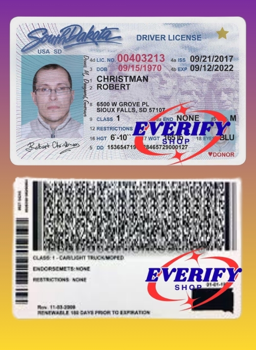 South Dakota Driving License PSD Editable Template