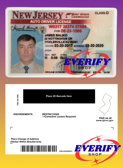 New Jersey Driving License PSD Editable Template