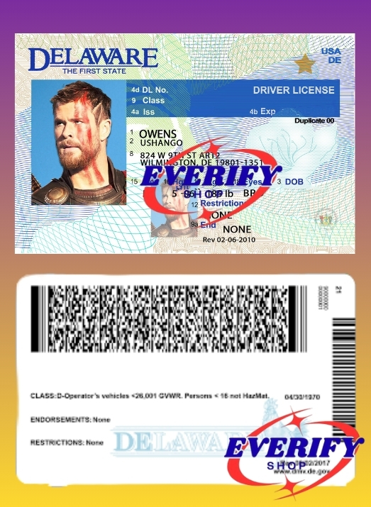 Delaware Driving License PSD Editable Template