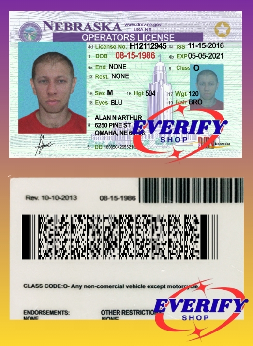 Nebraska Driving License PSD Editable Template