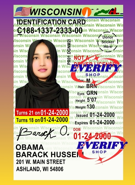Wisconsin Identification Card PSD Editable Template
