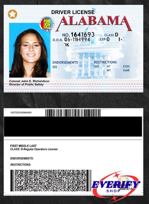 Alabama Driving License PSD Editable Template